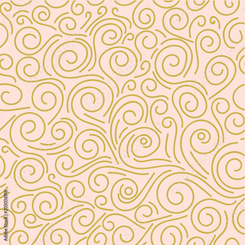 Abstract hand drawn doodle thin line wavy seamless pattern. Curly linear messy background. Vector illustration.