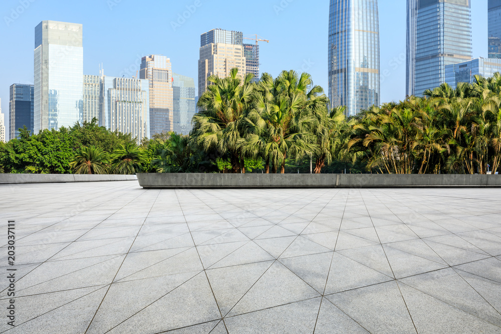 empty square floor and modern commercial office buildings in Shenzhen empty square floor and modern commercial office buildings in Shenzhen