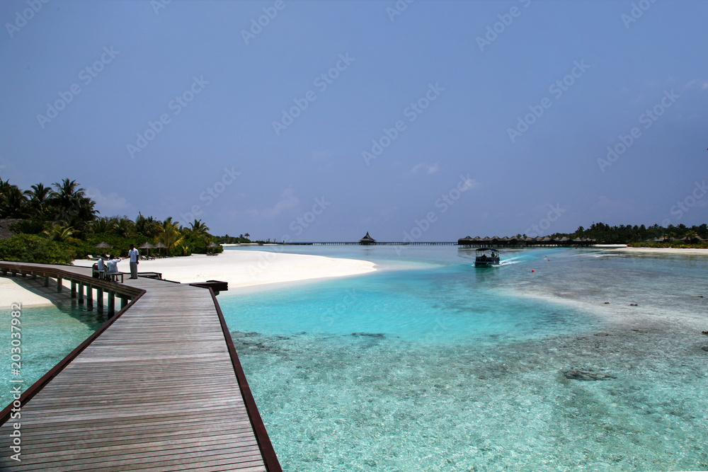The Maldives. Paradise rest. Beautiful seascape. Place for relaxation
