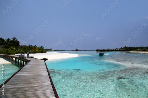 Fototapeta Naklejka Na Ścianę i Meble -  The Maldives. Paradise rest. Beautiful seascape. Place for relaxation