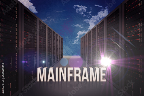 mainframe against painted blue sky