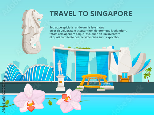 Urban landscape with cultural objects of singapore