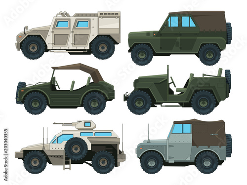Colored pictures of military heavy vehicles