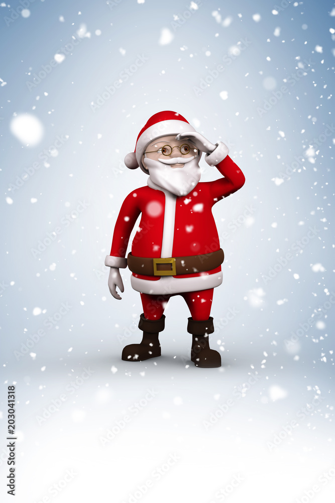 Composite image of cartoon santa with snow falling Composite image of cartoon santa with snow falling