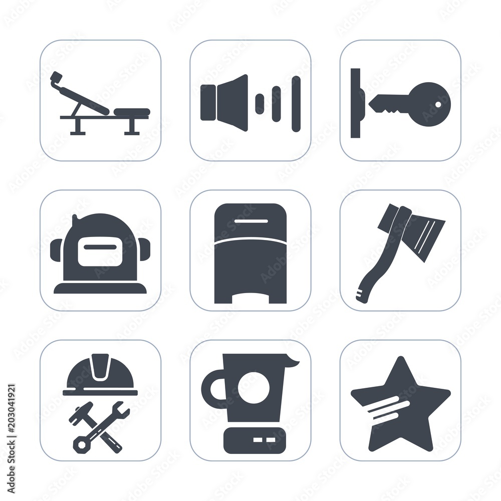 Premium fill icons set on white background . Such as kitchen, audio, foreman, sign, helmet, construction, builder, seat, white, security, key, sound, astronaut, unlock, home, speaker, industry, double Premium fill icons set on white background . Such as kitchen, audio, foreman, sign, helmet, construction, builder, seat, white, security, key, sound, astronaut, unlock, home, speaker, industry, double