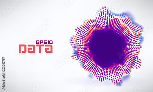 Abstract data sphere turbulence wave. artificial intelligence visualization