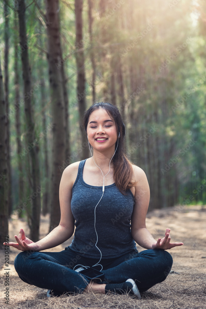 Beautiful young woman relaxation sitting meditation exercise yoga