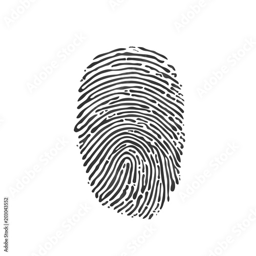 Black Fingerprint icon on white background. Vector illustration.