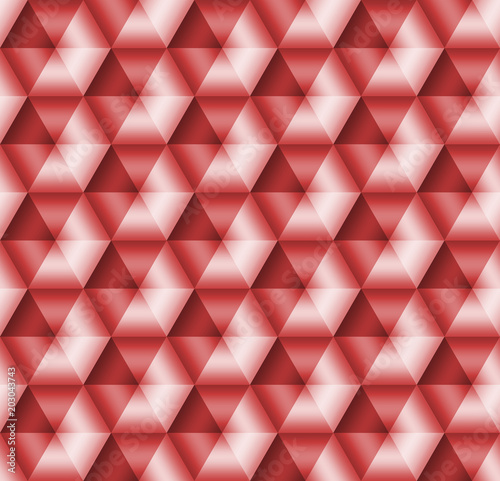 Stock Illustration - Seamless Geometric Red 3D Pattern, 3D Illustration, Bright Background.