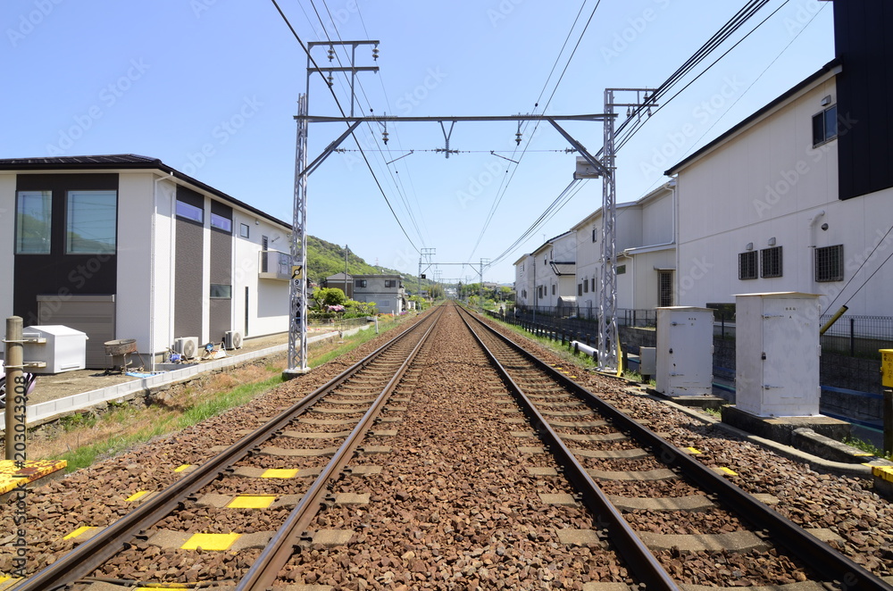 Railroad track in local town.