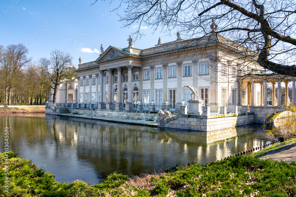 Lazienki park and royal palace in Warsaw, Poland 