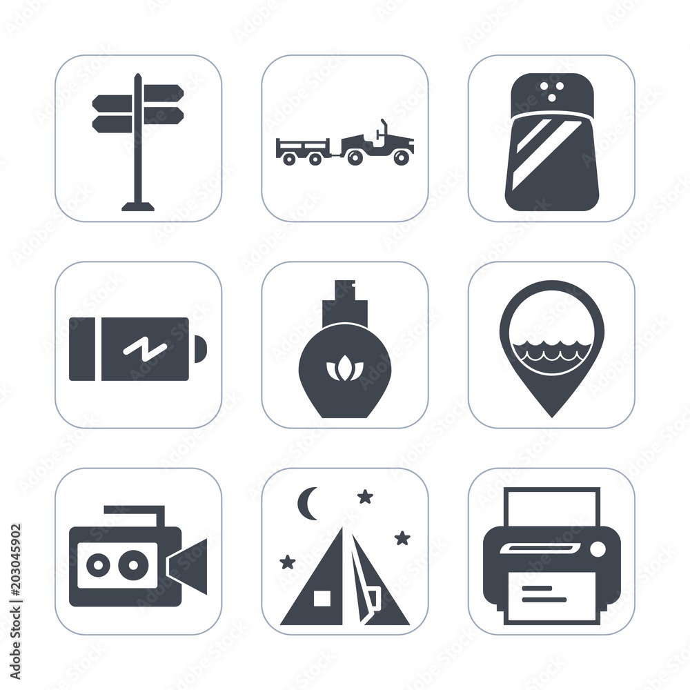 Premium fill icons set on white background . Such as location, ingredient, energy, truck, perfume, van, electricity, camera, pepper, print, adventure, power, fashion, bottle, outdoor, road, shipping Premium fill icons set on white background . Such as location, ingredient, energy, truck, perfume, van, electricity, camera, pepper, print, adventure, power, fashion, bottle, outdoor, road, shipping