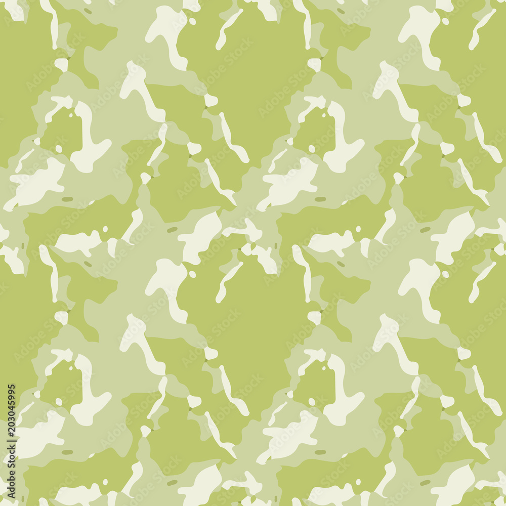 Camouflage seamless pattern. Background in different shades of green. Vector illustration, repeat camo as military print for paintball clothes, backdrop, endless grunge texture Camouflage seamless pattern. Background in different shades of green. Vector illustration, repeat camo as military print for paintball clothes, backdrop, endless grunge texture