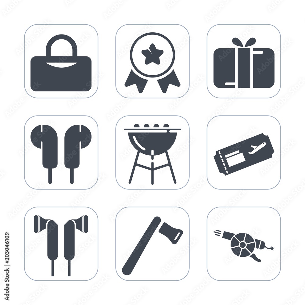 Premium fill icons set on white background . Such as war, weapon, present, winner, champion, win, flight, hammer, screwdriver, object, grill, music, white, achievement, tool, bag, decoration, place Premium fill icons set on white background . Such as war, weapon, present, winner, champion, win, flight, hammer, screwdriver, object, grill, music, white, achievement, tool, bag, decoration, place