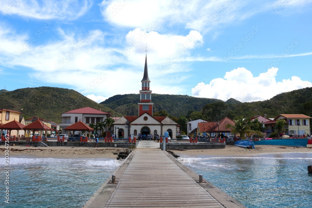 View at the church St. Henry in Arlet from pier, Martinique