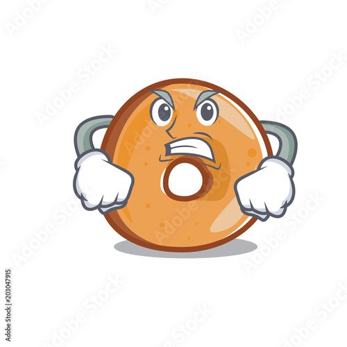 Angry bagels mascot cartoon style