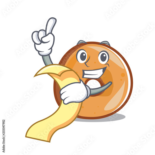 With menu bagels mascot cartoon style
