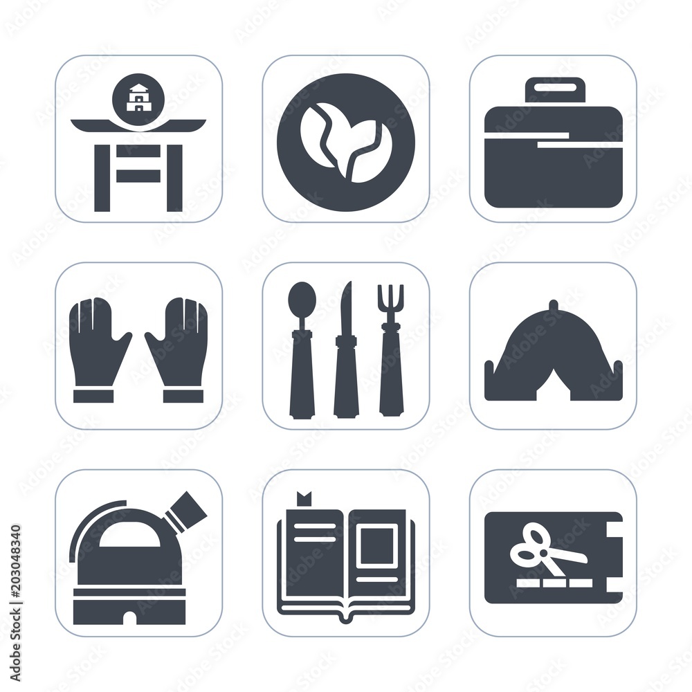 Premium fill icons set on white background . Such as briefcase, glove, outdoor, template, discount, business, adventure, coupon, traditional, art, camp, kitchen, work, bag, bean, travel, price, music Premium fill icons set on white background . Such as briefcase, glove, outdoor, template, discount, business, adventure, coupon, traditional, art, camp, kitchen, work, bag, bean, travel, price, music