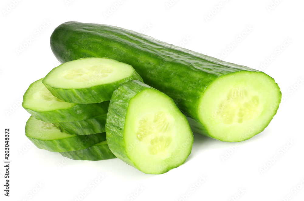 fresh cucumber slices isolated on white background fresh cucumber slices isolated on white background