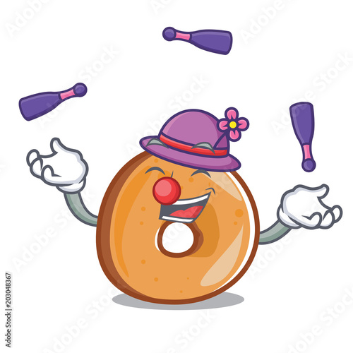 Juggling bagels mascot cartoon style
