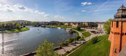 Obraz Panorama Wisły i Krakowa ze szczytu Zamku na Wawelu