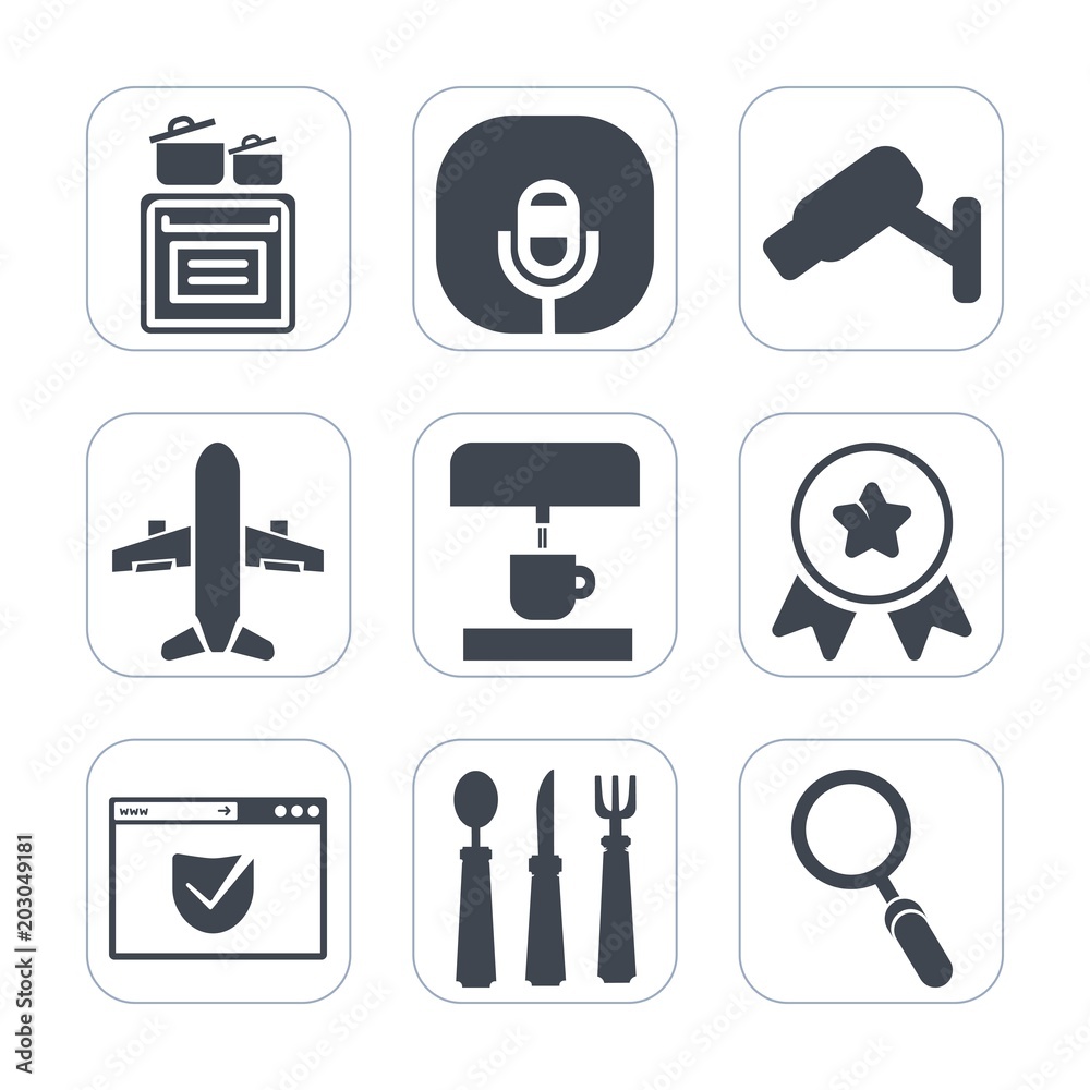Premium fill icons set on white background . Such as achievement, guard, website, check, internet, home, radio, coffee, kitchen, fork, winner, audio, oven, glass, spoon, security, mic, microphone, web Premium fill icons set on white background . Such as achievement, guard, website, check, internet, home, radio, coffee, kitchen, fork, winner, audio, oven, glass, spoon, security, mic, microphone, web