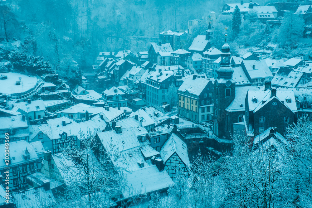 Winter dawn in Monschau, Germany