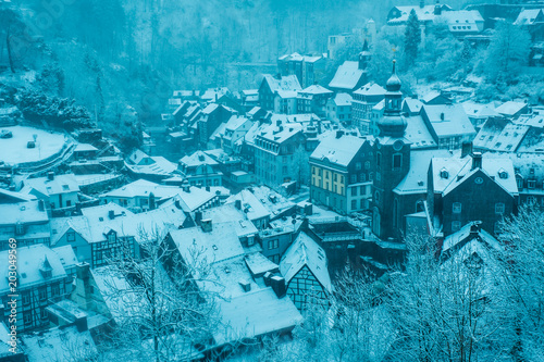 Obraz na płótnie Winter dawn in Monschau, Germany w salonie