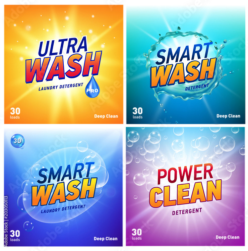 creative laundry detergent concept packaging design template set