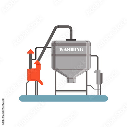 Washing equipment, machinery for cleaning of grain, stage of bread production process vector Illustration on a white background