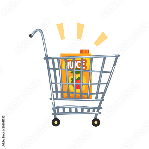 Shopping cart with apple juice vector Illustration on a white background