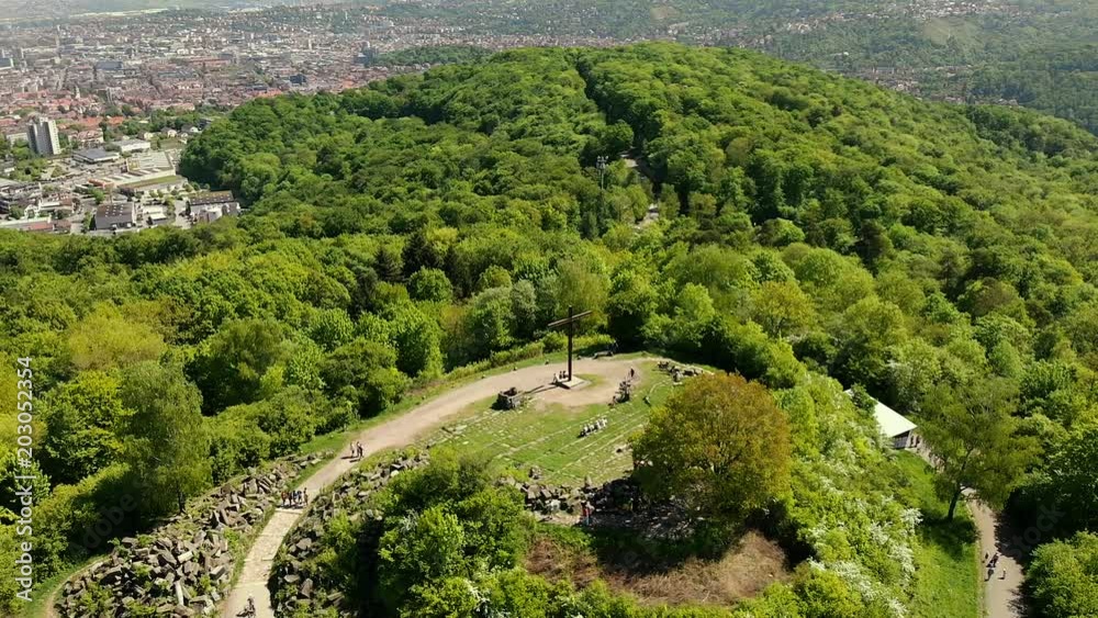 Trümmerberg Stuttgart Birkenkopf Monte Scherbelino Gipfelkreuz Rundflug