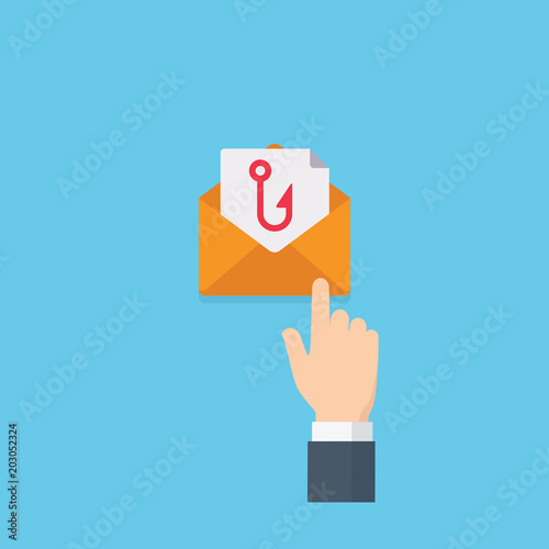 Clickbait. Hand going to click fake message
