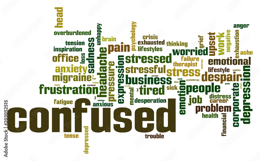 Confused word cloud, 3D rendering Confused word cloud, 3D rendering