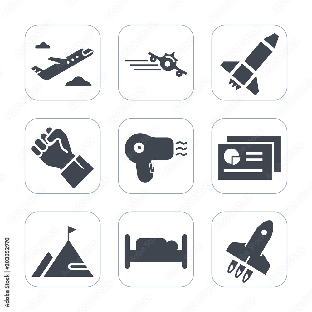 Premium fill icons set on white background . Such as rock, bedroom, robot, airplane, hairdresser, trip, human, transportation, report, dryer, computer, technology, document, communication, element Premium fill icons set on white background . Such as rock, bedroom, robot, airplane, hairdresser, trip, human, transportation, report, dryer, computer, technology, document, communication, element