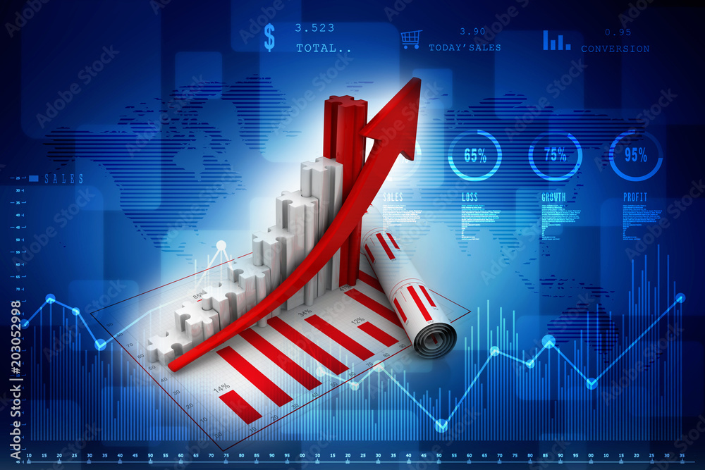 3d rendering Stock market online business concept. business Graph 3d rendering Stock market online business concept. business Graph