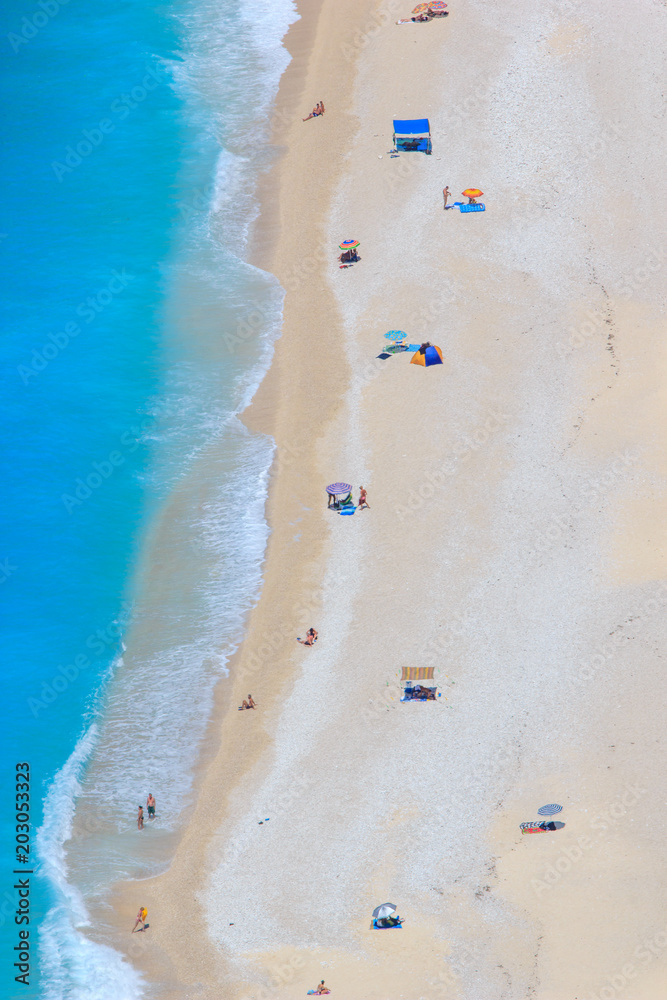 Myrtos beach, Kefalonia island, Greece. Beautiful view of Myrtos bay and beach on Kefalonia island