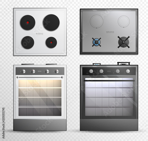 Gas Electric Cook Top Stove Icon Set