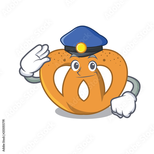 Police pretzel character cartoon style