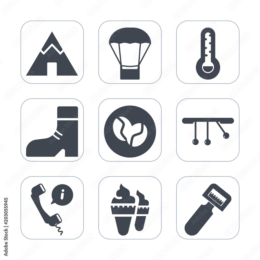 Premium fill icons set on white background . Such as temperature, sweet, meteorology, footwear, cold, hot, pendulum, thermometer, travel, caffeine, leisure, white, tourism, support, celsius, vegetable