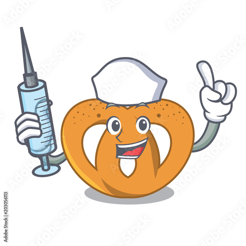 Nurse pretzel character cartoon style