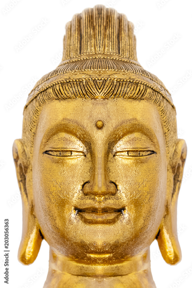 tête de bouddha, fond blanc