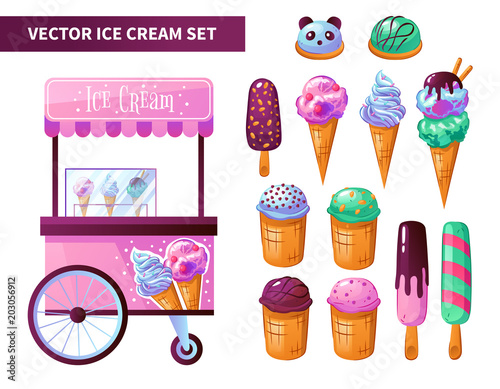 Ice Cream Cart Products Set 