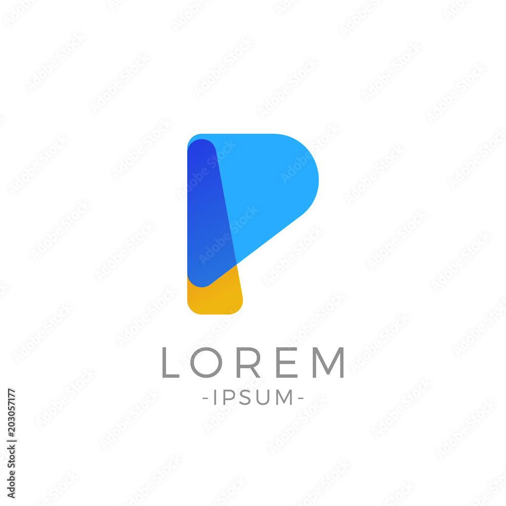 P Letter Initial logo. Abstract Modern duotone typography vector design template