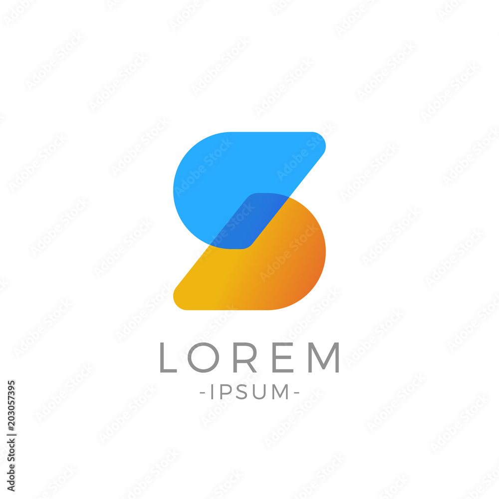 S Letter Initial logo. Abstract Modern duotone typography vector design template