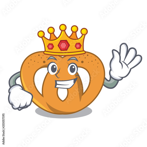 King pretzel mascot cartoon style
