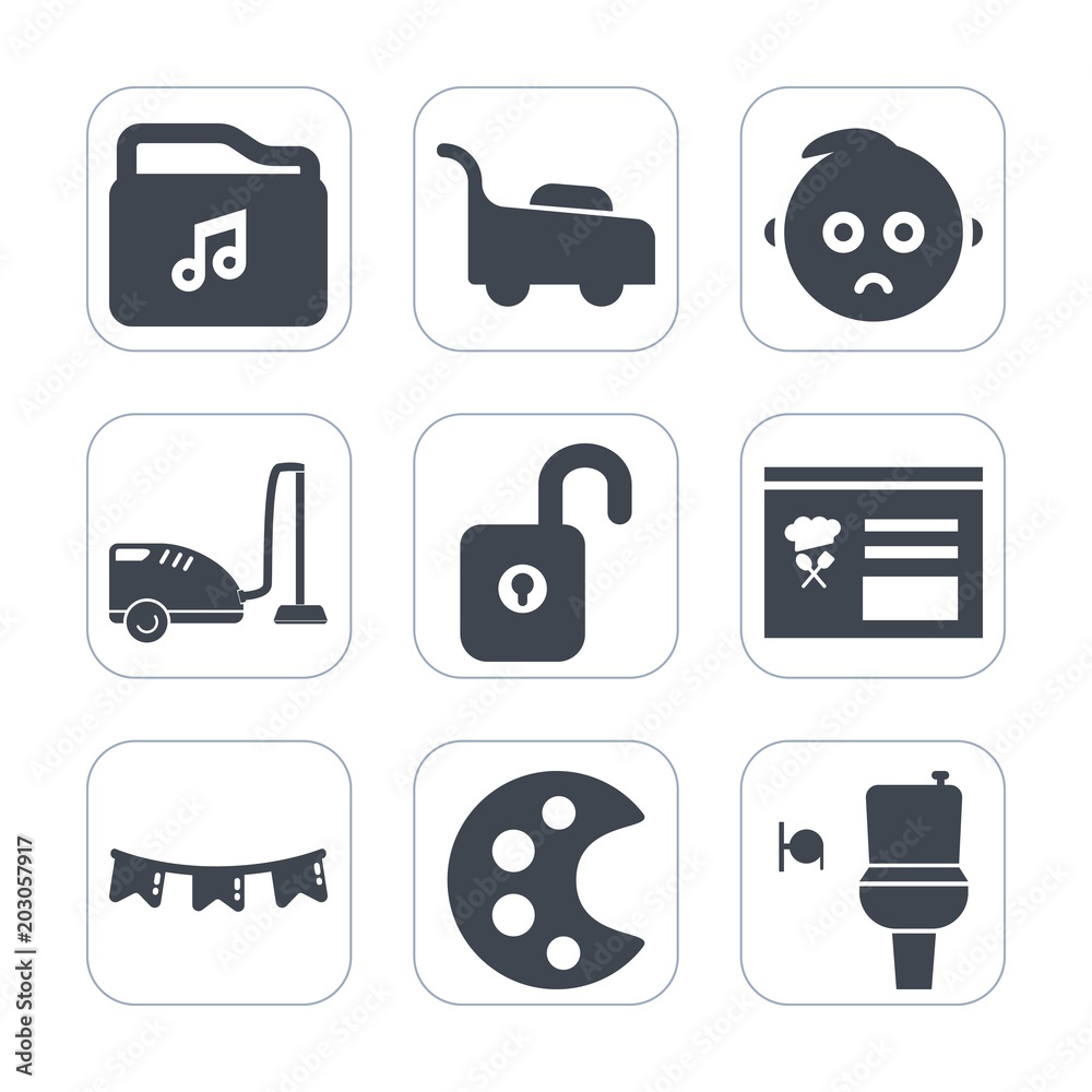 Premium fill icons set on white background . Such as security, file, format, cleaner, flag, baby, lawn, little, infant, background, internet, happy, gardening, celebration, restroom, music, housework Premium fill icons set on white background . Such as security, file, format, cleaner, flag, baby, lawn, little, infant, background, internet, happy, gardening, celebration, restroom, music, housework