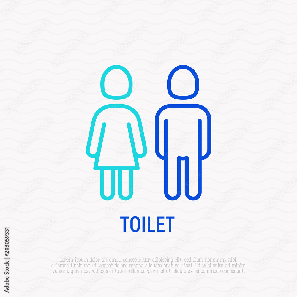Toilet sign. WC thin line icon. Modern vector illustration.