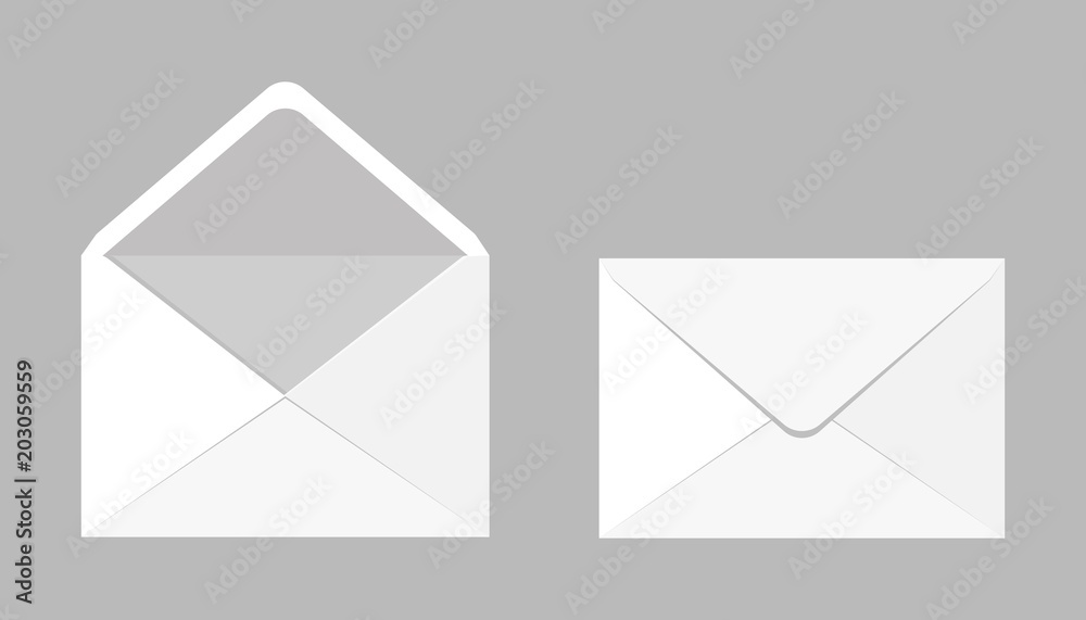 Set of two blank realistic envelopes for documents. An envelope template for your design.