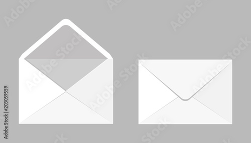 Set of two blank realistic envelopes for documents. An envelope template for your design. photo